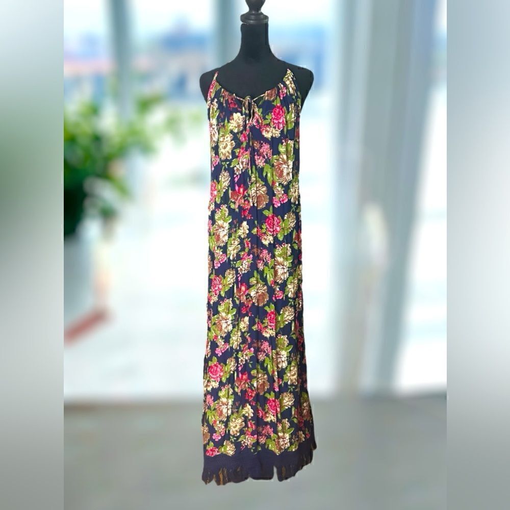 ANTHROPOLOGIE EASEL BOHO Western Festival floral print fringe maxi dress Size M - Picture 2 of 16